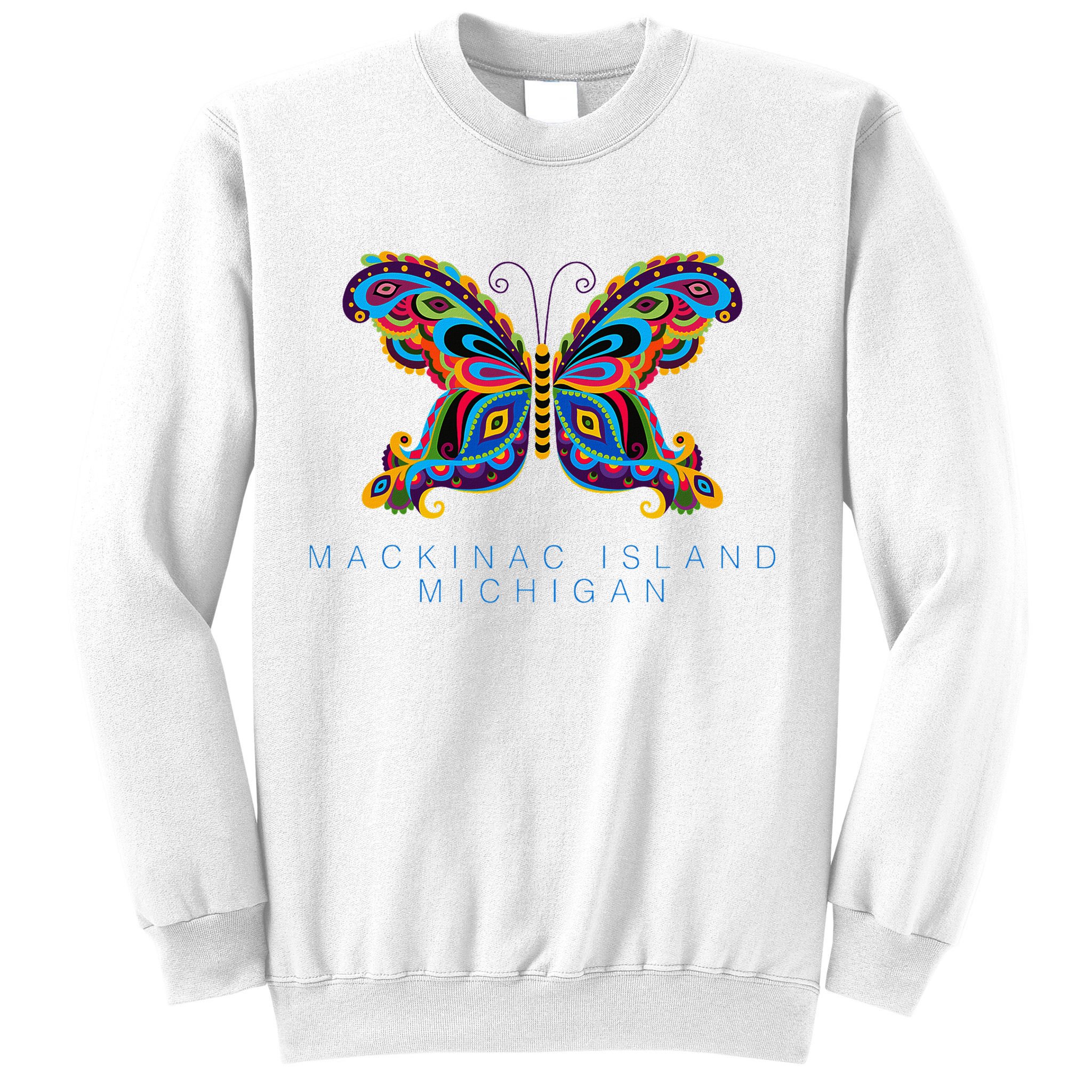 Mackinac Island Michigan Souvenir Butterfly Graphic Sweatshirt