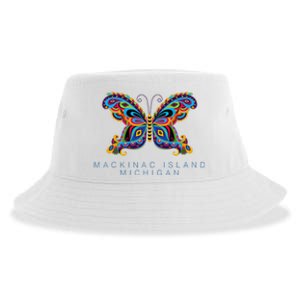 Mackinac Island Michigan Souvenir Butterfly Graphic Sustainable Bucket Hat