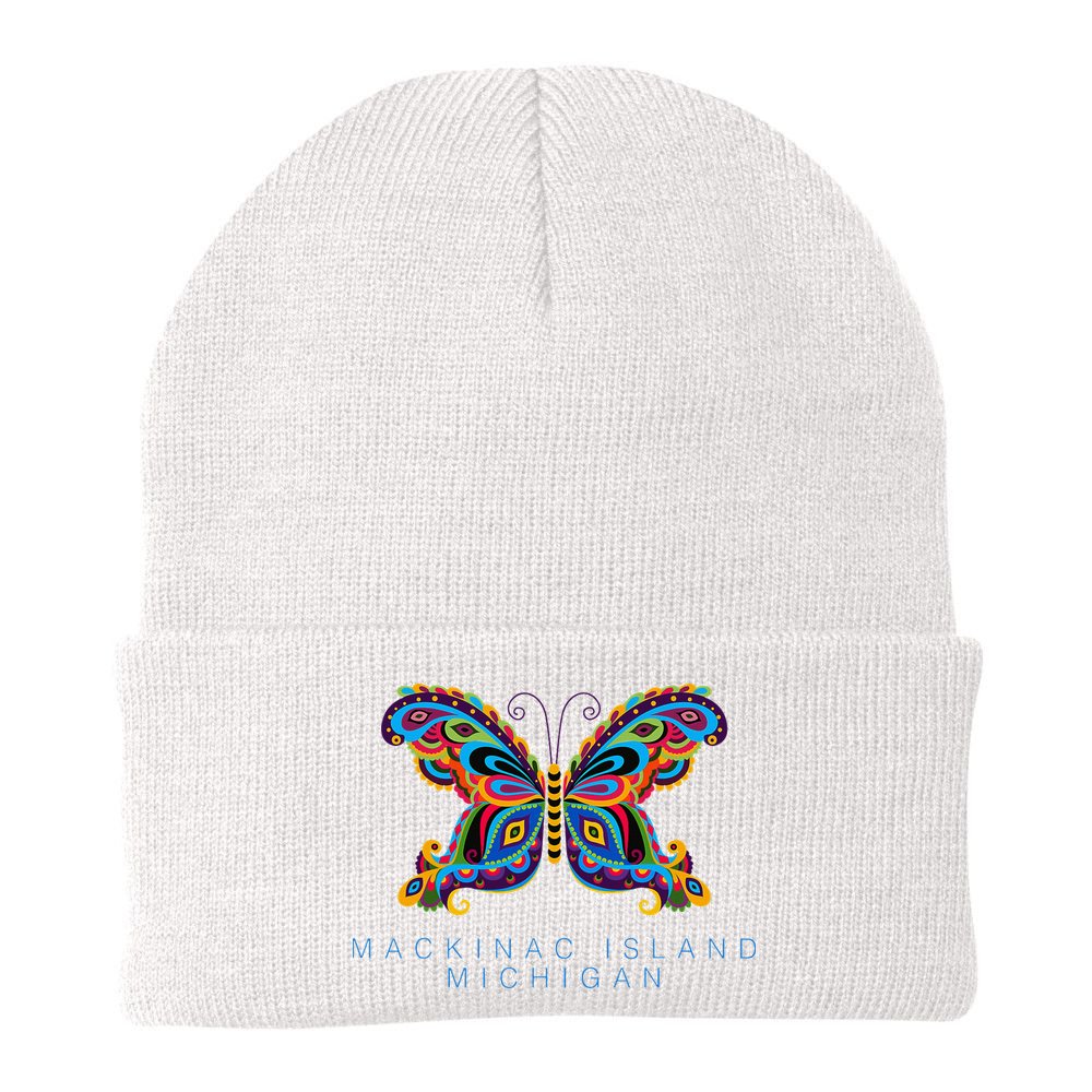 Mackinac Island Michigan Souvenir Butterfly Graphic Beanie