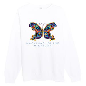 Mackinac Island Michigan Souvenir Butterfly Graphic Premium Crewneck Sweatshirt