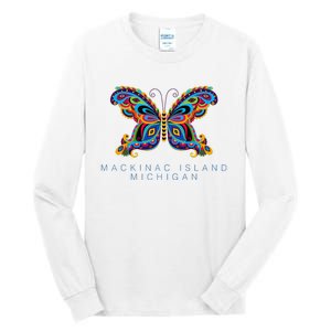 Mackinac Island Michigan Souvenir Butterfly Graphic Tall Long Sleeve T-Shirt