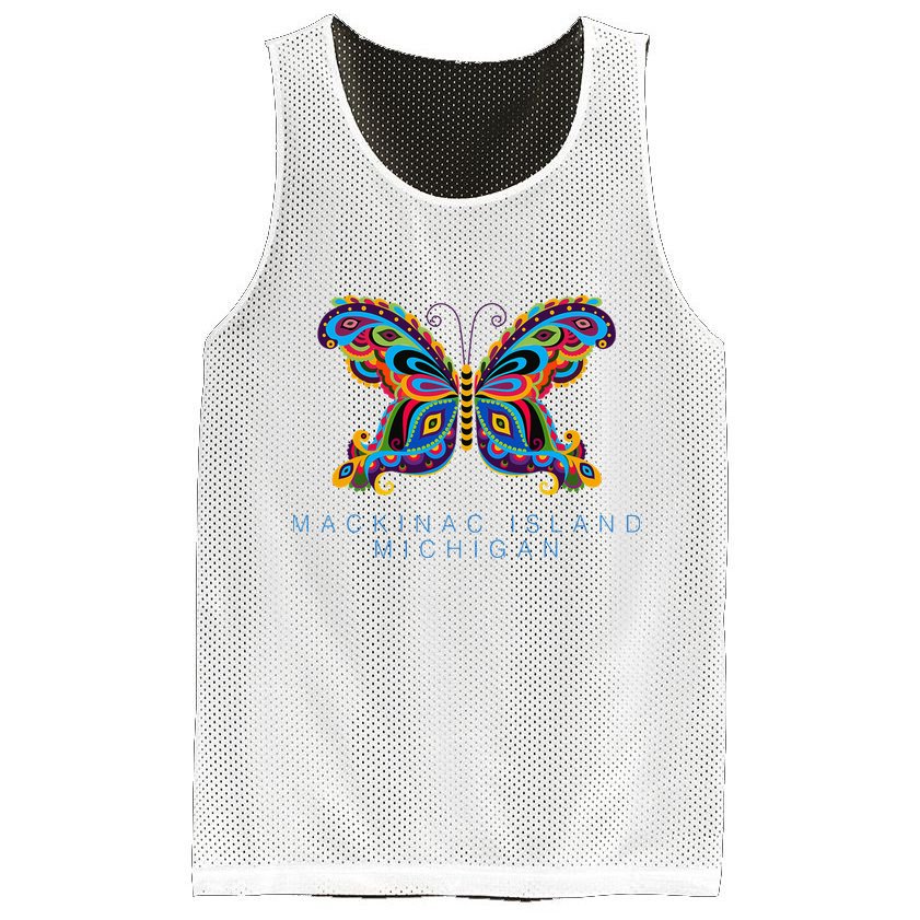 Mackinac Island Michigan Souvenir Butterfly Graphic Mesh Reversible Basketball Jersey Tank
