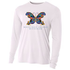 Mackinac Island Michigan Souvenir Butterfly Graphic Cooling Performance Long Sleeve Crew