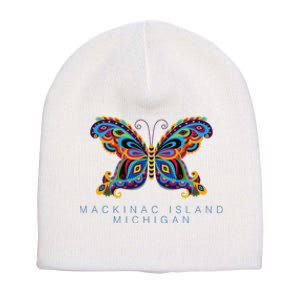 Mackinac Island Michigan Souvenir Butterfly Graphic Short Acrylic Beanie