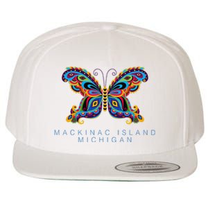 Mackinac Island Michigan Souvenir Butterfly Graphic Wool Snapback Cap