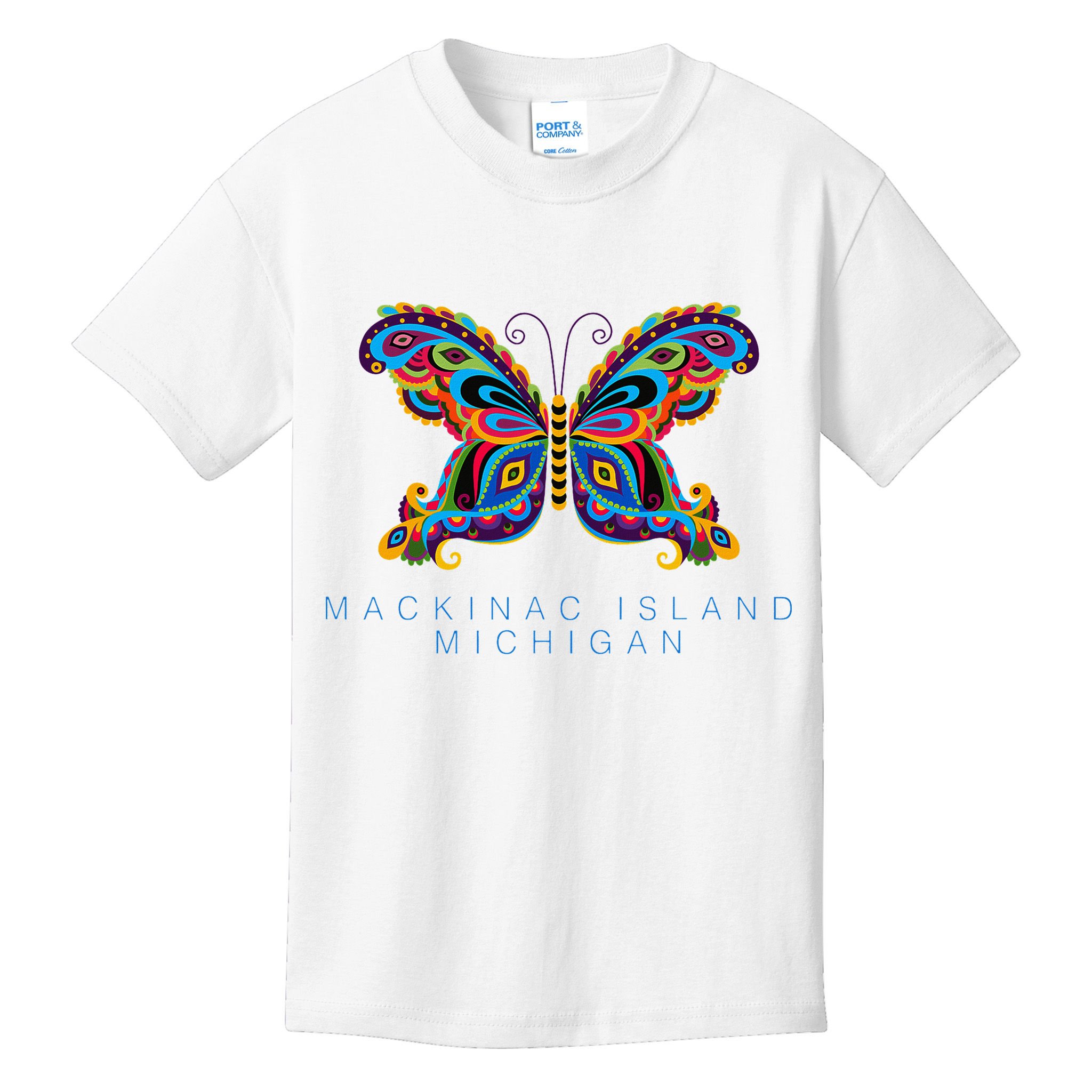 Mackinac Island Michigan Souvenir Butterfly Graphic Kids T-Shirt