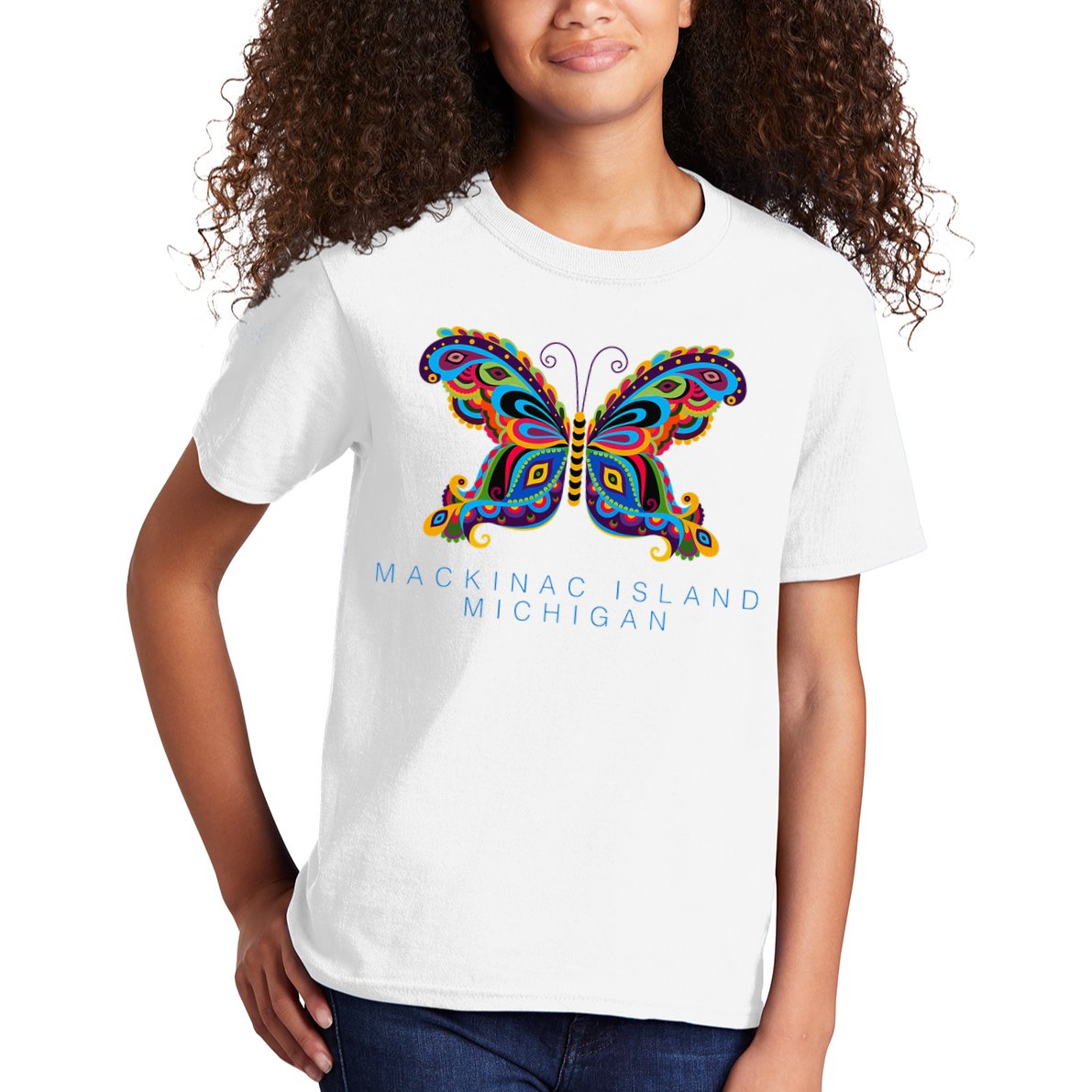Mackinac Island Michigan Souvenir Butterfly Graphic Kids T-Shirt