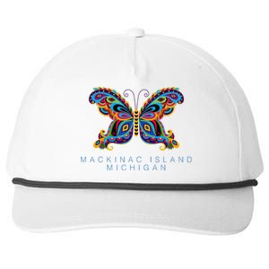 Mackinac Island Michigan Souvenir Butterfly Graphic Snapback Five-Panel Rope Hat