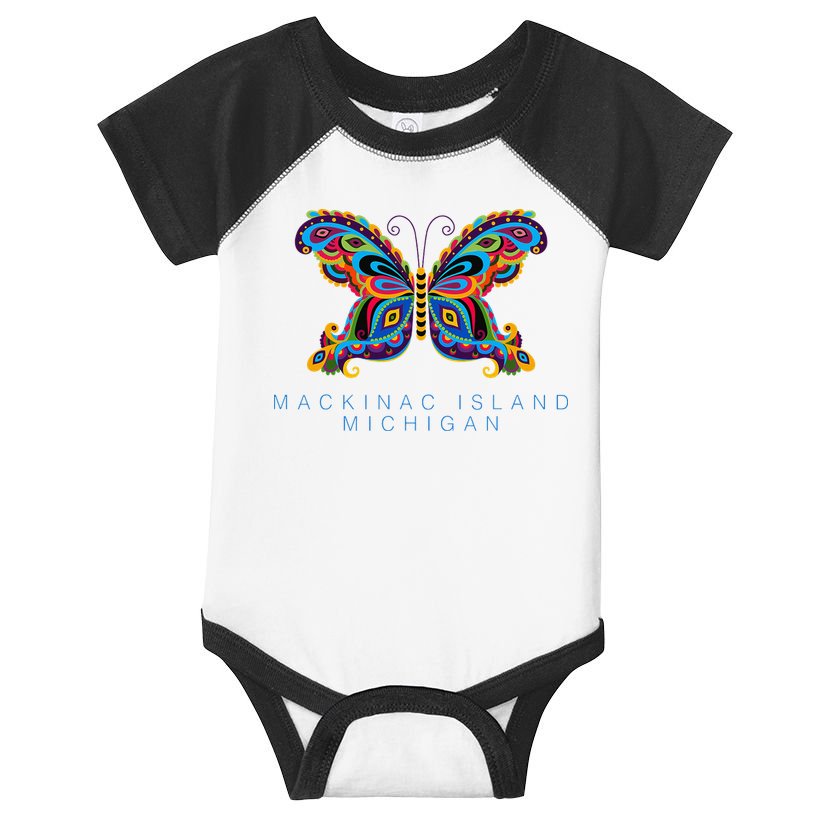 Mackinac Island Michigan Souvenir Butterfly Graphic Infant Baby Jersey Bodysuit