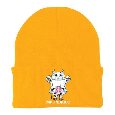 Moo I Mean Boo Ghost Cow Funny Halloween Costume Boys Cool Gift Knit Cap Winter Beanie