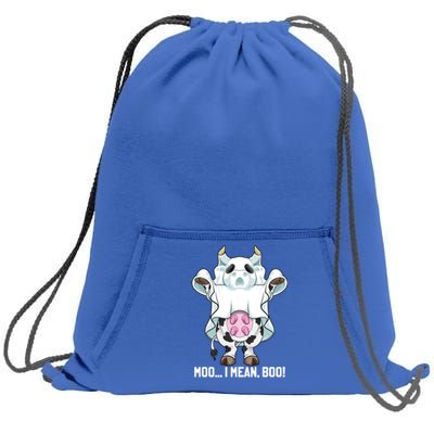 Moo I Mean Boo Ghost Cow Funny Halloween Costume Boys Cool Gift Sweatshirt Cinch Pack Bag