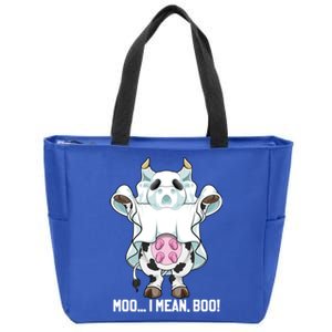 Moo I Mean Boo Ghost Cow Funny Halloween Costume Boys Cool Gift Zip Tote Bag