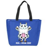 Moo I Mean Boo Ghost Cow Funny Halloween Costume Boys Cool Gift Zip Tote Bag