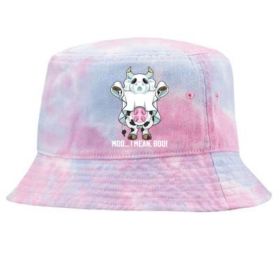 Moo I Mean Boo Ghost Cow Funny Halloween Costume Boys Cool Gift Tie-Dyed Bucket Hat