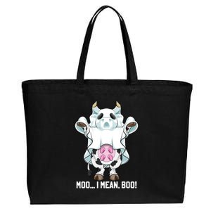 Moo I Mean Boo Ghost Cow Funny Halloween Costume Boys Cool Gift Cotton Canvas Jumbo Tote