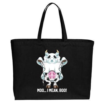 Moo I Mean Boo Ghost Cow Funny Halloween Costume Boys Cool Gift Cotton Canvas Jumbo Tote