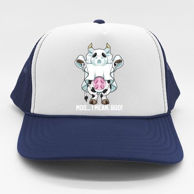 Moo I Mean Boo Ghost Cow Funny Halloween Costume Boys Cool Gift Trucker Hat