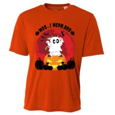 Moo I Mean Boo Ghost Cow Ghost Halloween Gift Cooling Performance Crew T-Shirt