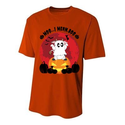 Moo I Mean Boo Ghost Cow Ghost Halloween Gift Performance Sprint T-Shirt