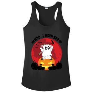 Moo I Mean Boo Ghost Cow Ghost Halloween Gift Ladies PosiCharge Competitor Racerback Tank