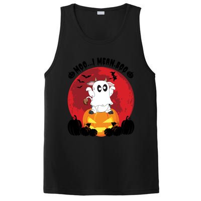 Moo I Mean Boo Ghost Cow Ghost Halloween Gift PosiCharge Competitor Tank