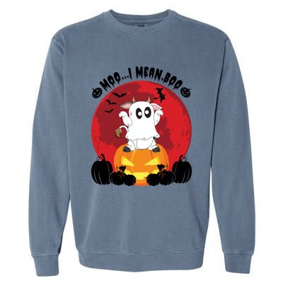 Moo I Mean Boo Ghost Cow Ghost Halloween Gift Garment-Dyed Sweatshirt