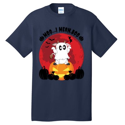 Moo I Mean Boo Ghost Cow Ghost Halloween Gift Tall T-Shirt