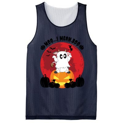 Moo I Mean Boo Ghost Cow Ghost Halloween Gift Mesh Reversible Basketball Jersey Tank