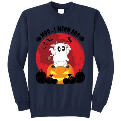 Moo I Mean Boo Ghost Cow Ghost Halloween Gift Tall Sweatshirt