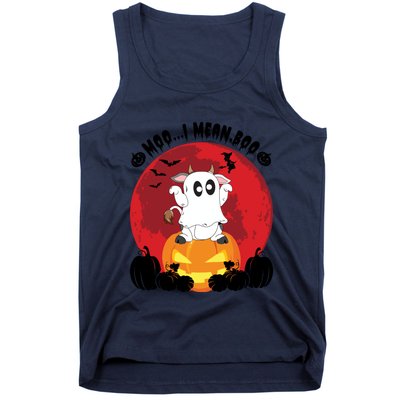 Moo I Mean Boo Ghost Cow Ghost Halloween Gift Tank Top