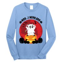 Moo I Mean Boo Ghost Cow Ghost Halloween Gift Long Sleeve Shirt