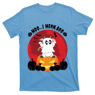 Moo I Mean Boo Ghost Cow Ghost Halloween Gift T-Shirt