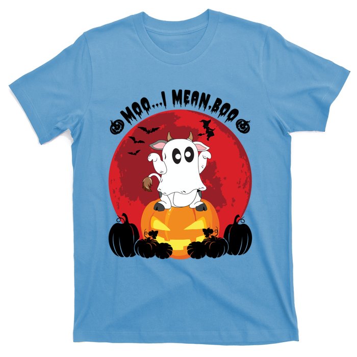 Moo I Mean Boo Ghost Cow Ghost Halloween Gift T-Shirt