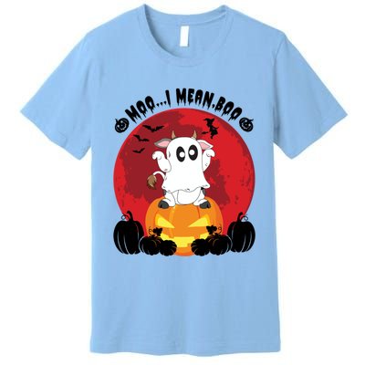 Moo I Mean Boo Ghost Cow Ghost Halloween Gift Premium T-Shirt