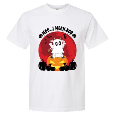 Moo I Mean Boo Ghost Cow Ghost Halloween Gift Garment-Dyed Heavyweight T-Shirt