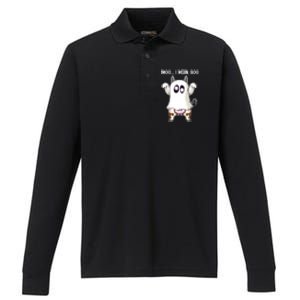 Moo I Mean Boo Ghost Cow Halloween Cow Lover Halloween Farm Gift Performance Long Sleeve Polo