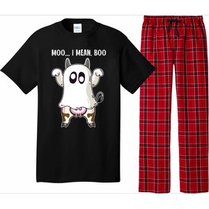 Moo I Mean Boo Ghost Cow Halloween Cow Lover Halloween Farm Gift Pajama Set