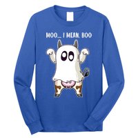 Moo I Mean Boo Ghost Cow Halloween Cow Lover Halloween Farm Gift Long Sleeve Shirt