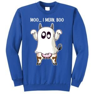 Moo I Mean Boo Ghost Cow Halloween Cow Lover Halloween Farm Gift Sweatshirt