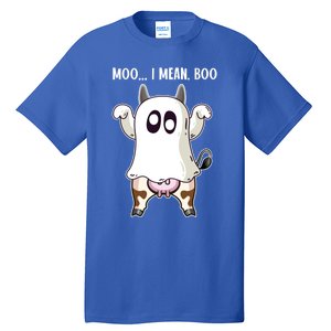 Moo I Mean Boo Ghost Cow Halloween Cow Lover Halloween Farm Gift Tall T-Shirt