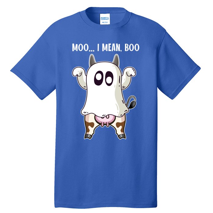 Moo I Mean Boo Ghost Cow Halloween Cow Lover Halloween Farm Gift Tall T-Shirt