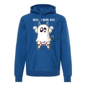 Moo I Mean Boo Ghost Cow Halloween Cow Lover Halloween Farm Gift Premium Hoodie