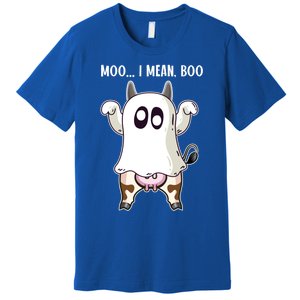 Moo I Mean Boo Ghost Cow Halloween Cow Lover Halloween Farm Gift Premium T-Shirt