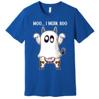 Moo I Mean Boo Ghost Cow Halloween Cow Lover Halloween Farm Gift Premium T-Shirt