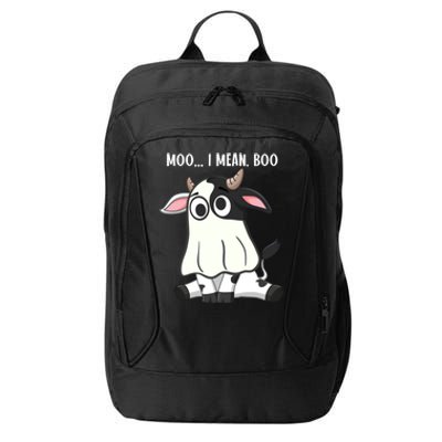 Moo I Mean Boo Ghost Cow Halloween Cow Lover Halloween Farm Gift City Backpack