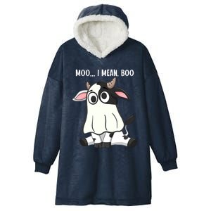 Moo I Mean Boo Ghost Cow Halloween Cow Lover Halloween Farm Gift Hooded Wearable Blanket