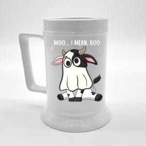 Moo I Mean Boo Ghost Cow Halloween Cow Lover Halloween Farm Gift Beer Stein