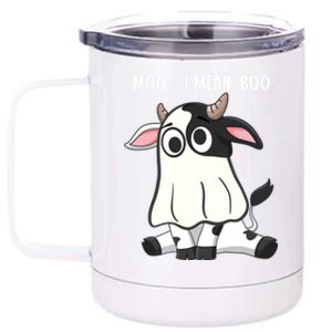 Moo I Mean Boo Ghost Cow Halloween Cow Lover Halloween Farm Gift 12 oz Stainless Steel Tumbler Cup