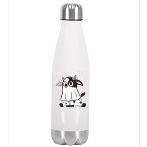 Moo I Mean Boo Ghost Cow Halloween Cow Lover Halloween Farm Gift Stainless Steel Insulated Water Bottle