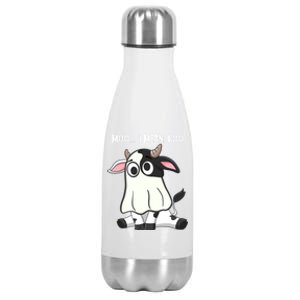 Moo I Mean Boo Ghost Cow Halloween Cow Lover Halloween Farm Gift Stainless Steel Insulated Water Bottle